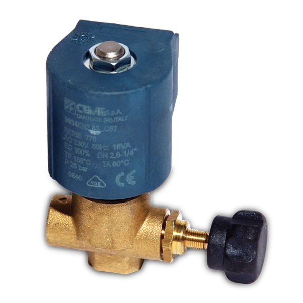Ceme magnetventiil 9934; reguleeritav; type 778; AC230V 50Hz; 155C; 25bar; DN 2,8-1/4"