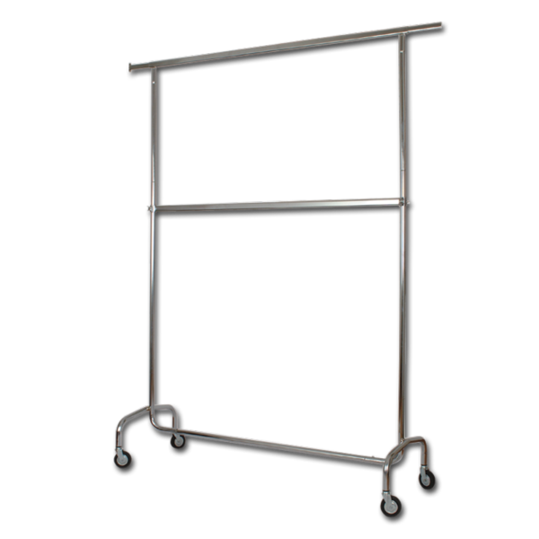 Kroomitud stange kahekordne, ratastega 100mm, 53x150x214